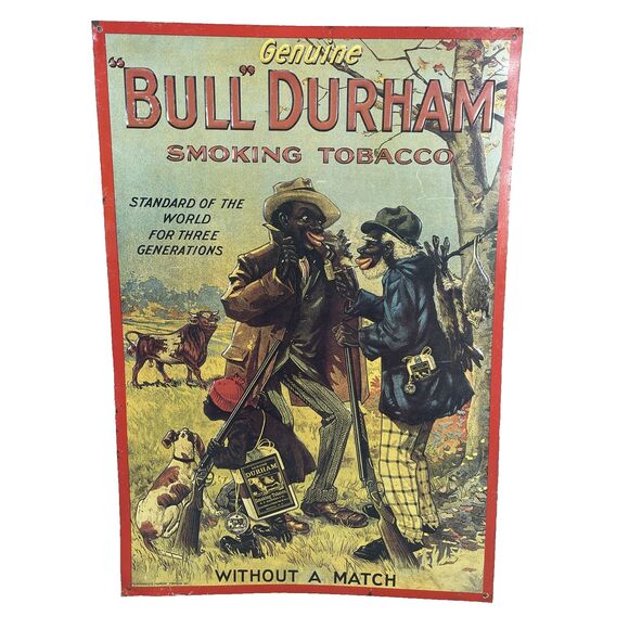 Blackwell's Bull Durham Smoking Tobacco Metal Tin Sign Raised Relief 11" x 16"